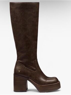 Windsor Smith Brown Platform Block Heel Knee Boots